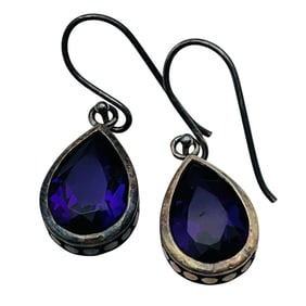 Amethyst Sterling Dangle Earrings 3.94 G