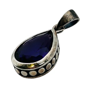 Amethyst Sterling Dangle Pendant 2.1 G
