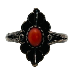 Navajo Coral, Sterling Ring Size 6, 2.6 G