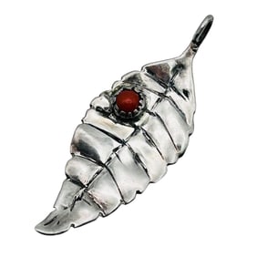 Signed Native American Sterling Leaf Pendant, 3.43 G