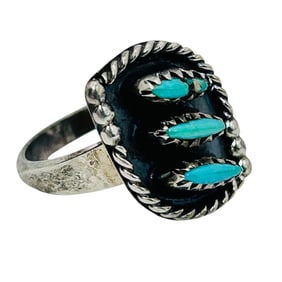Vintage Navajo Turquoise Sterling Ring 2.8 G