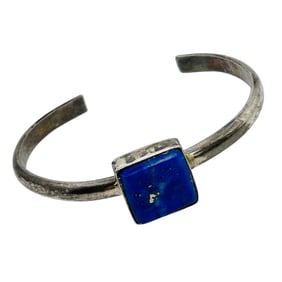 Denim Lapis Lazuli Sterling  Solid Cuff Bracelet 19.83 G