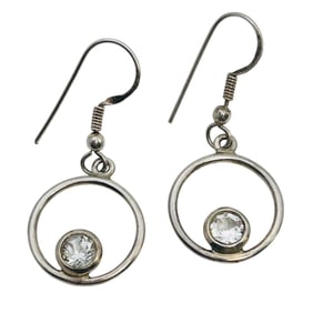 Topaz Sterling Round Dangle Earrings 3.51 G