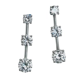 PGSE White Sapphire Sterling Graduated Pushback Earrings 2.42 G