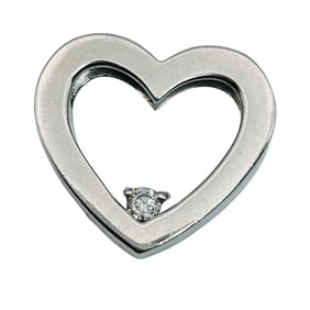 Diamond Sterling Open Heart Pendant 2.93 G