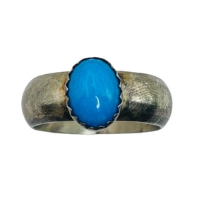 Sterling Turquoise Round Ring 4.62 G Size 4