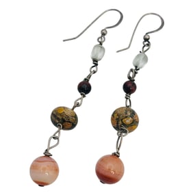 Jasper Sterling Dangle Earrings 7.6 G