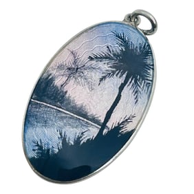 Norway Enamel Sterling Oval Pendant 4.2 G