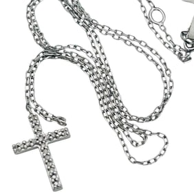 1/20 CTTW Diamond Cross Sterling Pendant Cable Chain Necklace 1.5 G