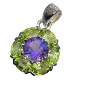 FA Peridot Amethyst Sterling Pendant 3.78 G
