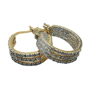 Diamond Sterling Hoop Earrings 8.77 G