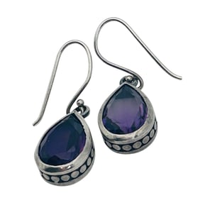 Amethyst Sterling Dangle Earrings 4.86 G