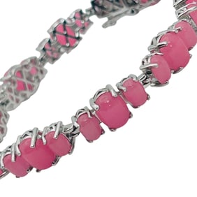 Rose Quartz, Sterling Tennis Bracelet 18.8 G