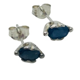 Sapphire Sterling Stud Earrings 1.15 G