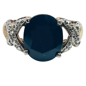 Sapphire Sterling Statement Ring Size 9, 5.92 G