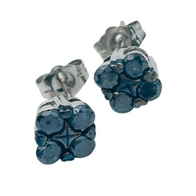 Sapphire Sterling Square Studs 1.54 G