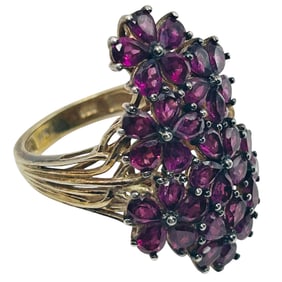 Rhodalite Sterling Cluster Ring Size 9, 7.5 G