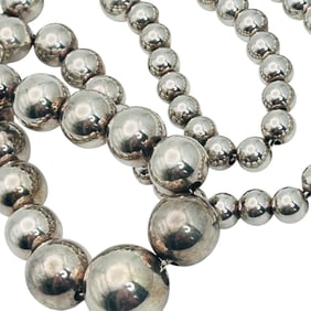 Sterling Graduated Bead On Sterling Cable Chain Necklace 30 G