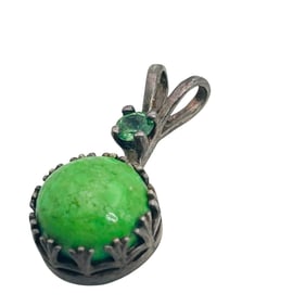 Navajo Signed Green Turquoise Sterling Pendant 2.18 G