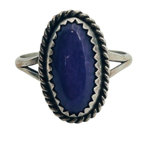 Navajo Sterling Purple Turquoise Ring Size 7, 2.6 G