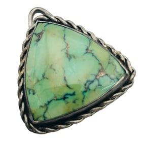 Southwest Sterling Green Turquoise Triangular Pendant 11.19