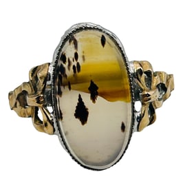 Clark And Comb 10k Gf Sterling  Agate Statement Ring Size 6, 2.88 G