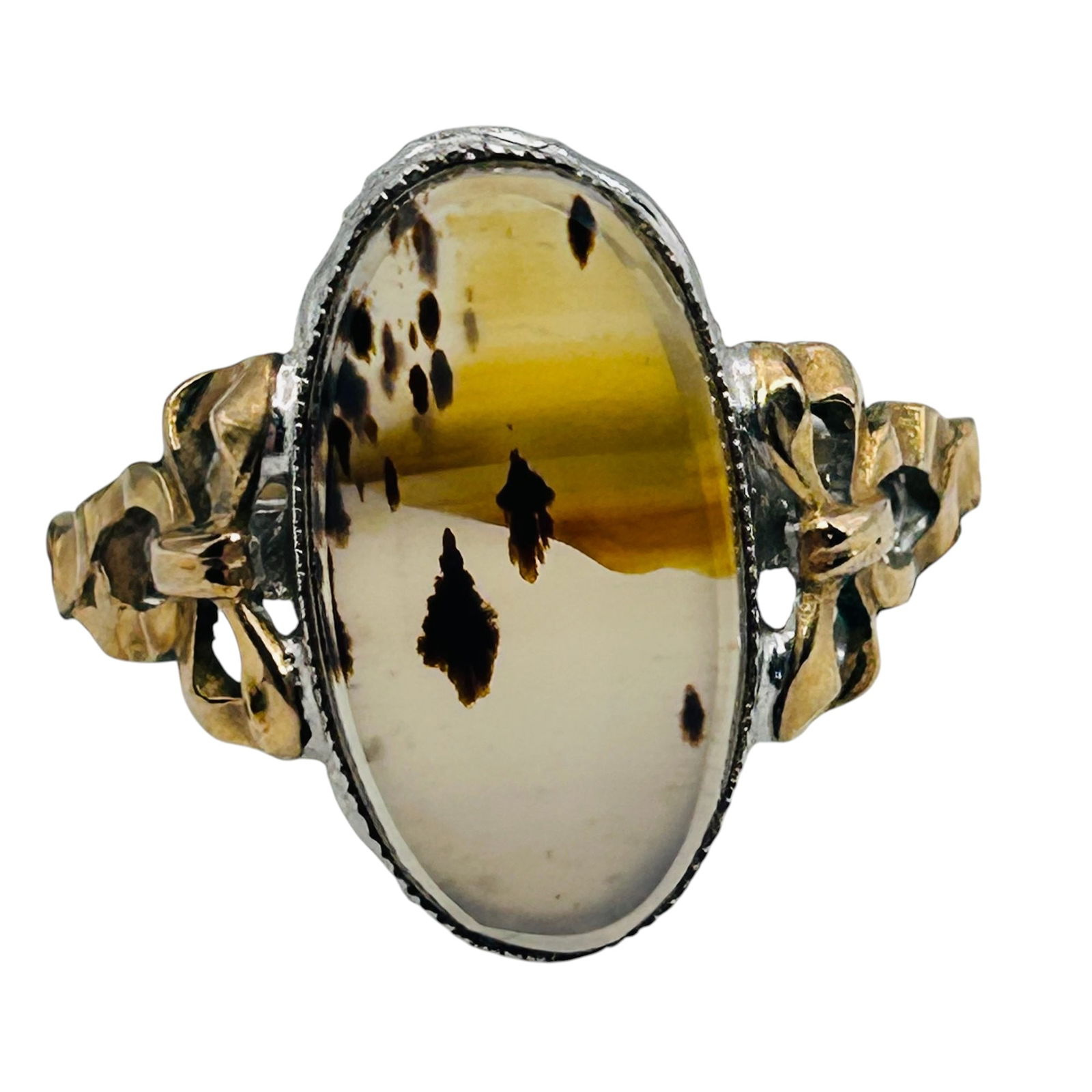 Clark And Comb 10k Gf Sterling  Agate Statement Ring Size 6, 2.88 G (1 of 6)