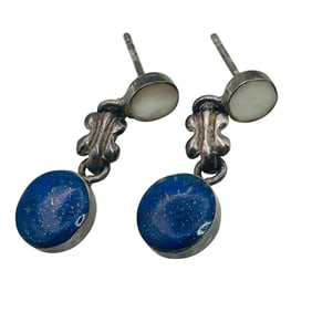 Southwest 950 Silver Lapis Luzili Dangle Earrings 2.08 G