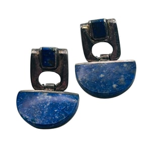 Native 950 Silver Lapis Luzili Dangle Earrings 5.88 G