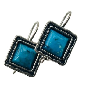 Silpada Sterling Turquoise Square Earrings 8.11 G