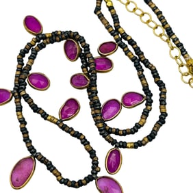 Sterling Ruby Bead Necklace 8.84g