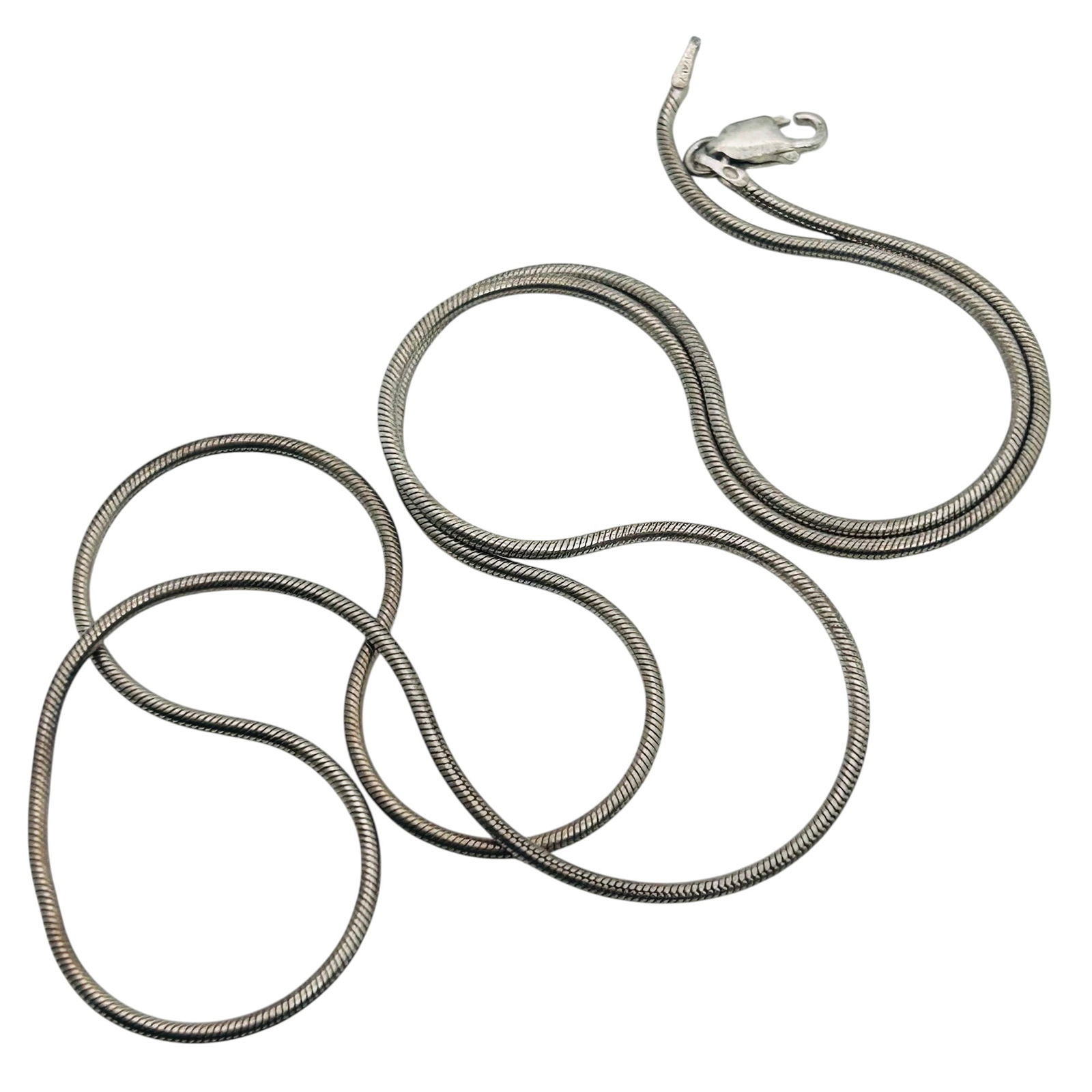 Italy, Sterling Round Long Snake Chain Necklace 2.16 G (1 of 5)