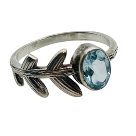 Topaz Sterling Laurel Leaf Ring Size 6, 2.16 G