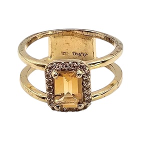 TH&D Gold Over Sterling Silver Citrine Ring, Size 7.25, 4.9 G