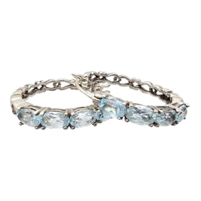 Topaz and Sterling Silver Hoop Earrings, 6.7 G