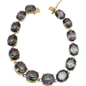 Ross-Simons Tourmaline Gold Over Sterling Silver Tennis Bracelet, 26.4 G