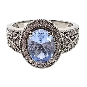 Sterling Silver Ring with Cubic Zirconia Topaz, Size 7.5