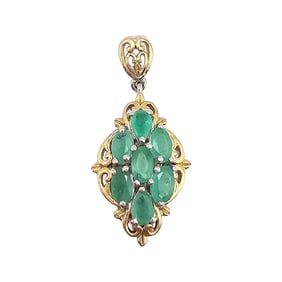 STS Emerald and Sterling Silver Pendant, 2.89 G
