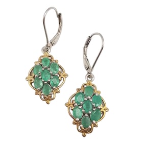 STS Sterling Silver Emerald Drop Earrings