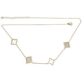 Gold Over Sterling Silver Silver White Topaz Necklace with Clover Design