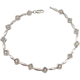 Sterling Silver Diamond Tennis Bracelet, 4.8 G