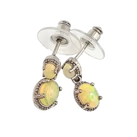Sterling Silver Dangling Opal Earrings With Stud Design