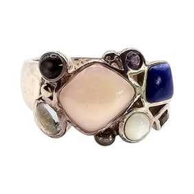 Sterling Silver Multi-Stone Ring, Size 8.5, 9.1 G