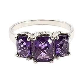 Sterling Silver Amethyst Ring, Size 10.5