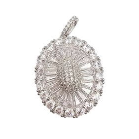 FZN Sterling Silver Pendant with Clear Stones, 5.8 G
