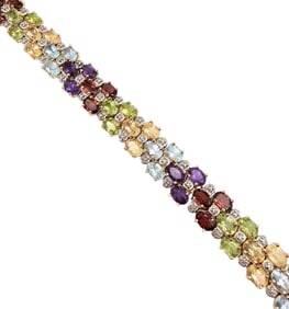 Ross-Simons Gold Over Sterling Silver Multi-Gemstone Tennis Bracelet