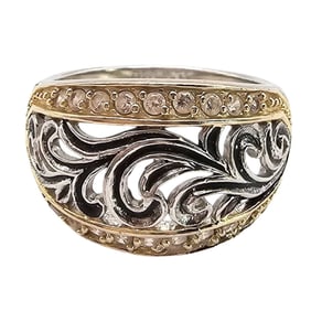 PK Clear Stone Sterling Silver Ring, Size 8.5, 6.4 G