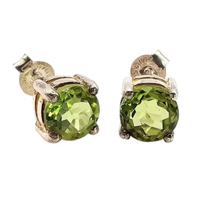 Peridot Sterling Silver Earrings Weighing 1.9