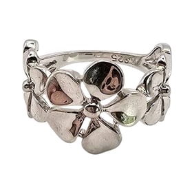 Sterling Silver Flower Ring, Size 4.75, 3 G