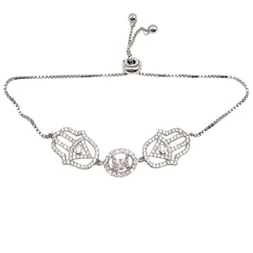 FZN Sterling Silver Evil Eye Adjustable Bracelet, 5.6 G